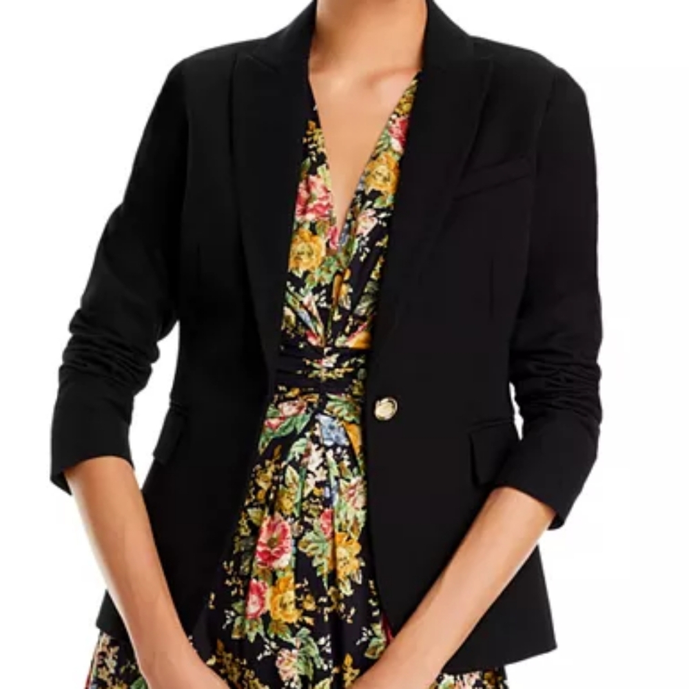 Derek Lam 10 Crosby Allie Single Breasted Blazer Gold Button Black 0